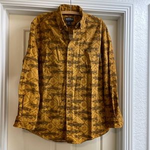 Woolrich Men's Flannel Chamois Shirt 6579 Fish Print Size M